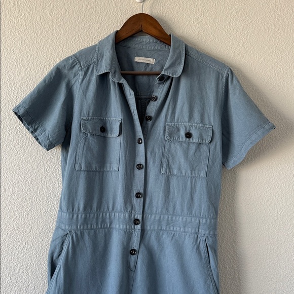 Outerknown Women’s Blue S.E.A Short sleeve Black button Utility Jumpsuit Small - Picture 3 of 13